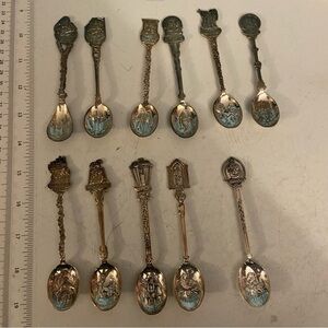 Vintage Christmas silver decorative spoons - embossed bowls - years  1975 - 1986